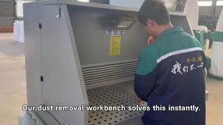 A Grinding Dust Collector Table captures dust